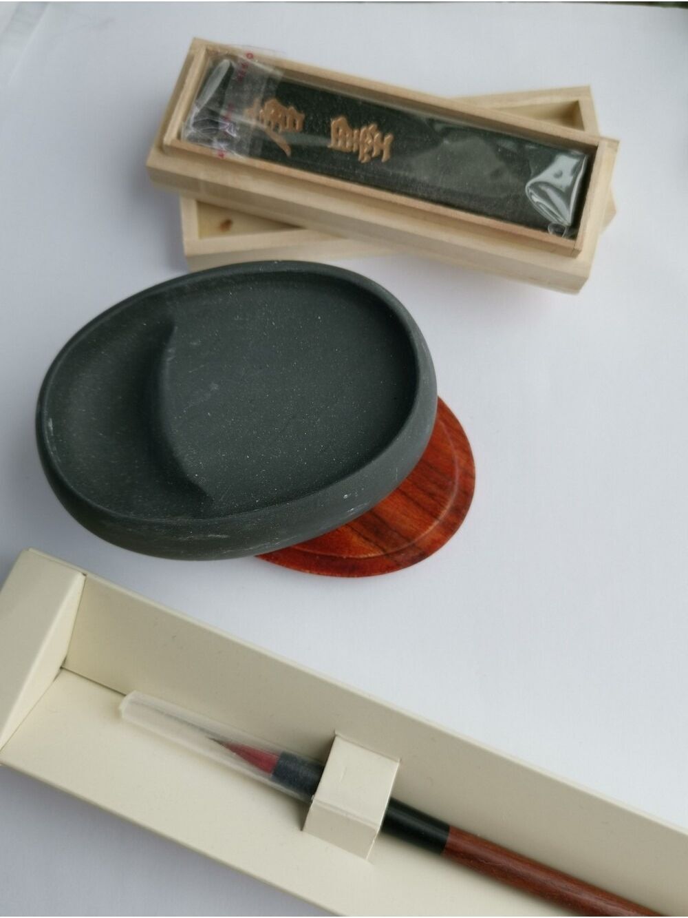 Chinese Ink Calligraphy Set, Ink Stone, Brush Ink Stick 🆕